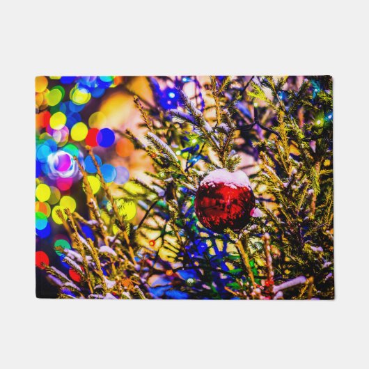Weihnachtsball Rot Fußmatte (Vorderseite)