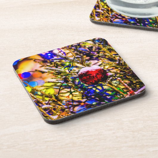 Weihnachtsball Rot Getränkeuntersetzer (Linke Seite)