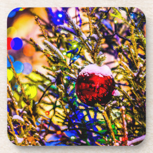 Weihnachtsball Rot Getränkeuntersetzer