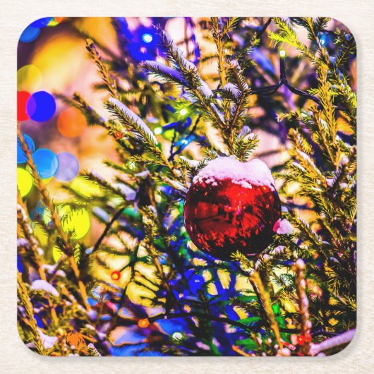 Weihnachtsball Rot Rechteckiger Pappuntersetzer (Vorderseite)