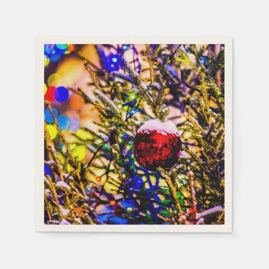 Weihnachtsball Rot Serviette (Vorderseite)