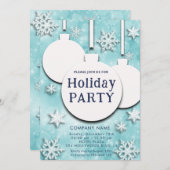 Weihnachtsball-Schneeflocken-Typografie Einladung (Vorne/Hinten)