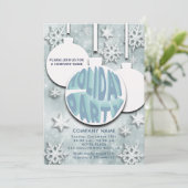 Weihnachtsball-Schneeflocken-Typografie Einladung (Stehend Vorderseite)