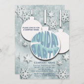 Weihnachtsball-Schneeflocken-Typografie Einladung (Vorne/Hinten)