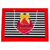 Weihnachtsball und Streifen Große Geschenktüte (Vorderseite)