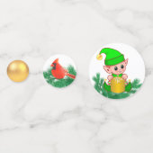 Weihnachtsball, Vogel und niedliche Elf Konfetti (Rückseiten)