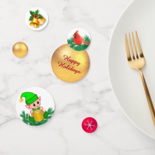 Weihnachtsball, Vogel und niedliche Elf Konfetti (Gruppe)