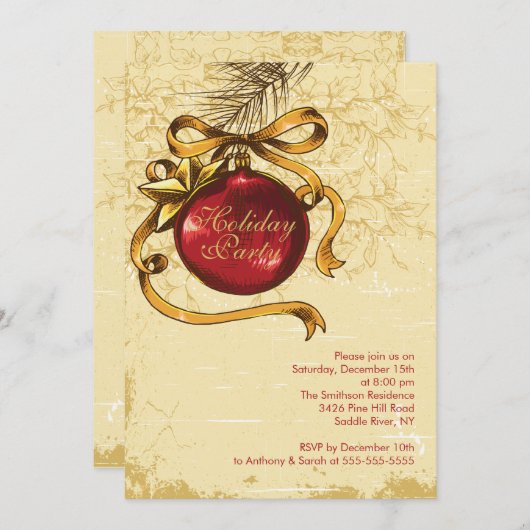 Weihnachtsball Weihnachten Weihnachten Party Einladung (Vorne/Hinten)