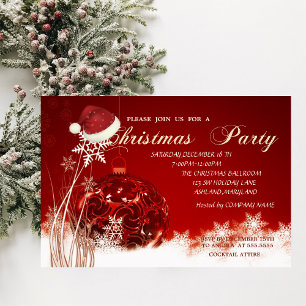 Weihnachtsball, Weihnachtsmannmütze, Firmenweihnac Einladung