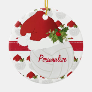 Weihnachtsball 🏐 Weihnachtsmannmütze 🎅 Keramik Ornament