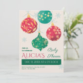 Weihnachtsbällchen Babydusche Einladung (Stehend Vorderseite)