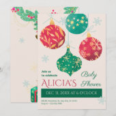 Weihnachtsbällchen Babydusche Einladung (Vorne/Hinten)