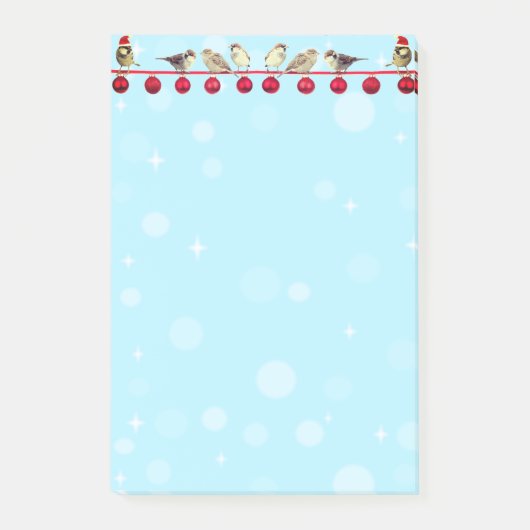 Weihnachtsbällchen & Carlvögel am Himmel blau Post-it Klebezettel (Vorderseite)