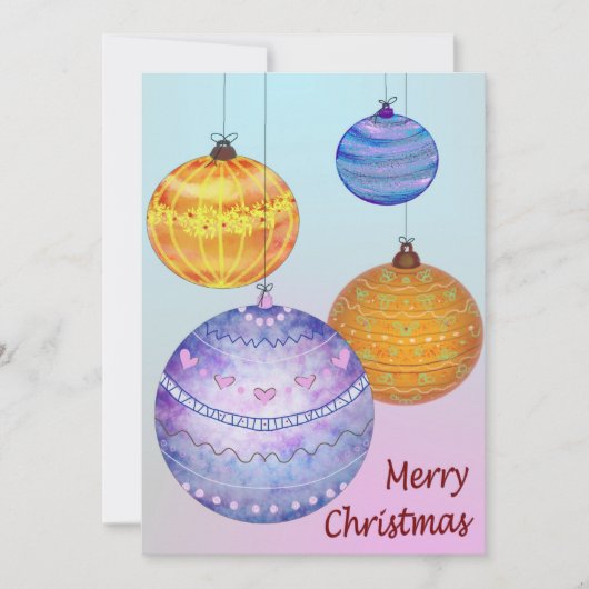 Weihnachtsbällchen Feiertagskarte (Vorderseite)