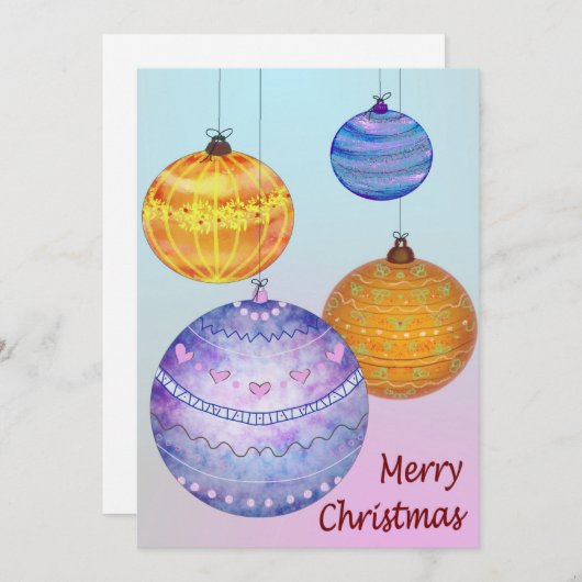 Weihnachtsbällchen Feiertagskarte (Vorne/Hinten)