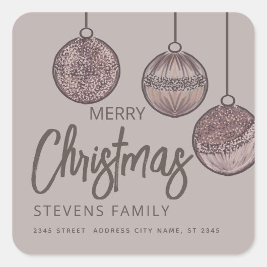 Weihnachtsbällchen im Wasser Frohe Weihnachten Quadratischer Aufkleber (Vorderseite)