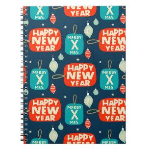 Weihnachtsbällchen und -schmuck Vintages Muster zu Notizblock