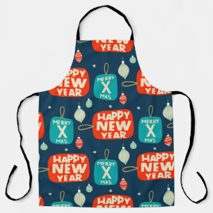 Weihnachtsbällchen und -schmuck Vintages Muster zu Schürze