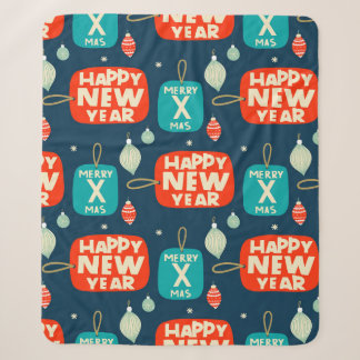 Weihnachtsbällchen und -schmuck Vintages Muster zu Sherpadecke