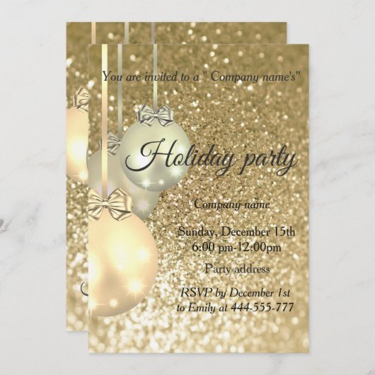 Weihnachtsbällchen Weihnachtsfeier Einladung (Vorne/Hinten)