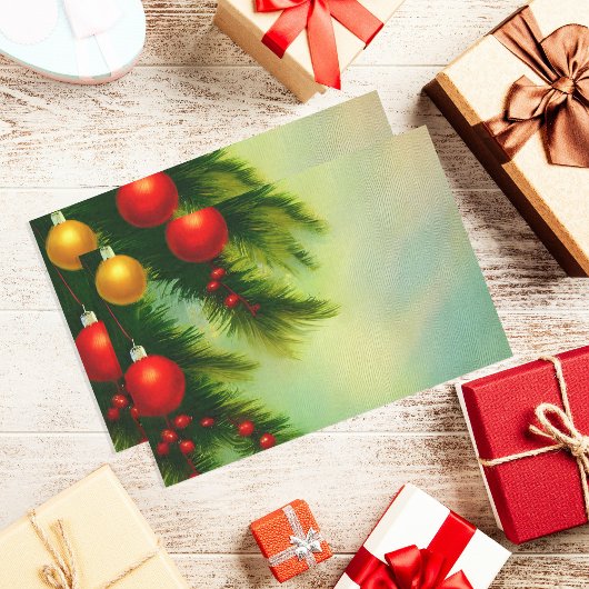 Weihnachtsbälle aus dem 19. Jahrhundert an Kiefern Seidenpapier