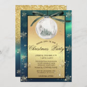 Weihnachtsbälle, Bäume Schneeflocken Unternehmen P Einladung (Vorne/Hinten)