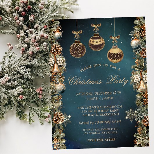 Weihnachtsbälle, Bells, Pinecones Company Einladung