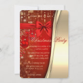 Weihnachtsbälle, Bow, Rot, Gold Corporate Party Einladung (Vorderseite)