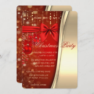 Weihnachtsbälle, Bow, Rot, Gold Corporate Party Einladung