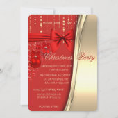 Weihnachtsbälle, Bow, Rot, Gold Corporate Party Einladung (Vorderseite)