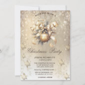 Weihnachtsbälle Bow Snowflakes Gold Einladung (Vorderseite)