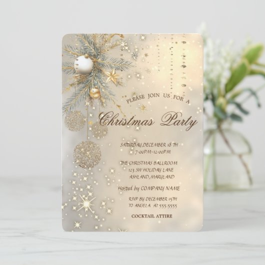 Weihnachtsbälle,Branchen Weihnachtsfeiertag Party Einladung (Stehend Vorderseite)