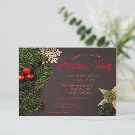 Weihnachtsbälle, Branchen Weihnachtsfeiertage Part Einladung (Stehend Vorderseite)