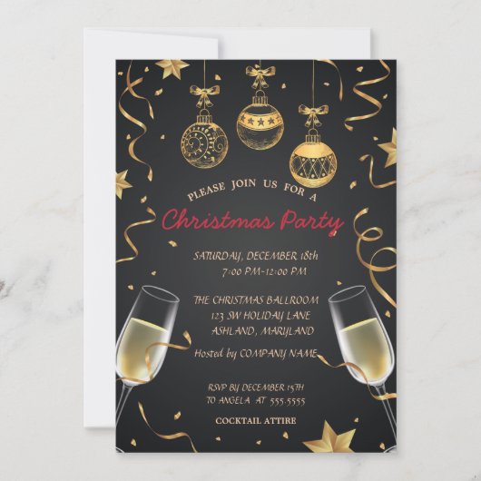 Weihnachtsbälle, Confetti Weihnachtsfest Party Einladung (Vorderseite)
