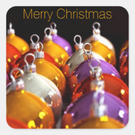 Weihnachtsbälle Frohe Weihnachtsaufkleber Quadratischer Aufkleber