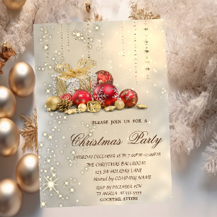 Weihnachtsbälle Geschenke Gold Weihnachtsfeier Einladung