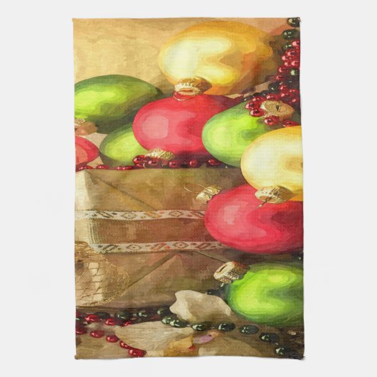 Weihnachtsbälle Geschirrtuch (Vertikal)