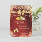 Weihnachtsbälle, Glass, Bow Company Weihnachtsgebä Einladung (Stehend Vorderseite)