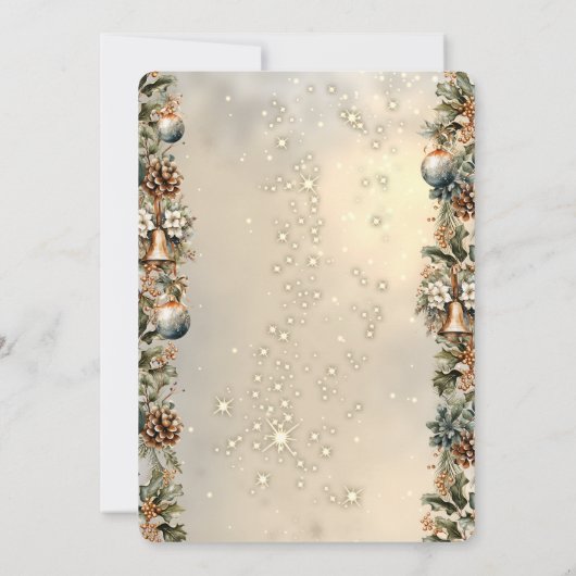 Weihnachtsbälle, Glocken, Pinecones Weihnachten Einladung (Rückseite)