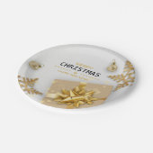 Weihnachtsbälle Gold Geschenkboxen Gold Schneefloc Pappteller (Schrägansicht)