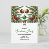 Weihnachtsbälle grün und rot Kariert Einladung (Stehend Vorderseite)