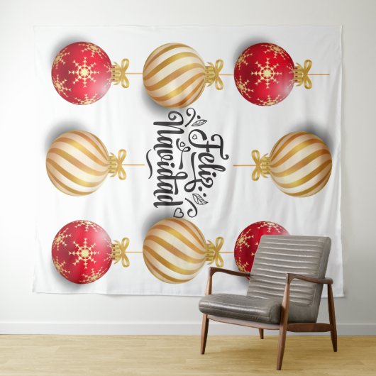 Weihnachtsbälle Hintergrund feliz navidad Wandteppich (Beispiel (Horizontal))