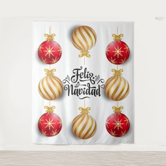 Weihnachtsbälle Hintergrund feliz navidad Wandteppich (Vorderseite)