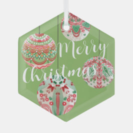 Weihnachtsbälle in Rosa und Grün Ornament Aus Glas