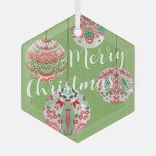 Weihnachtsbälle in Rosa und Grün Ornament Aus Glas