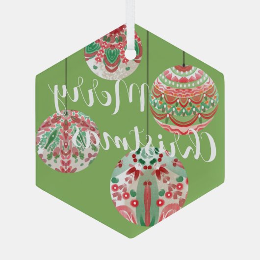 Weihnachtsbälle in Rosa und Grün Ornament Aus Glas (Rückseite)