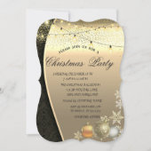 Weihnachtsbälle, Lichter Damast Weihnachts-Party Einladung (Vorderseite)