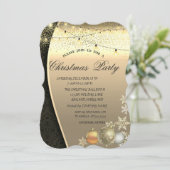 Weihnachtsbälle, Lichter Damast Weihnachts-Party Einladung (Stehend Vorderseite)