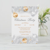 Weihnachtsbälle, Lichter Silberne Weihnachtsfirma Einladung (Stehend Vorderseite)