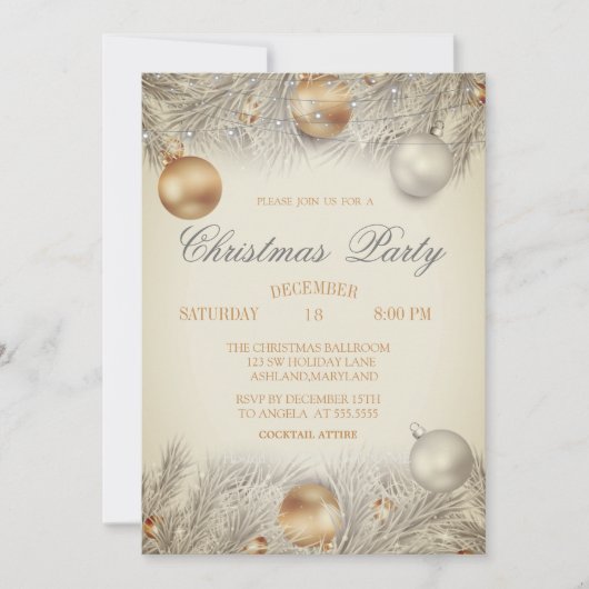 Weihnachtsbälle, Lichtzweige Weihnachtsfirma Einladung (Vorderseite)